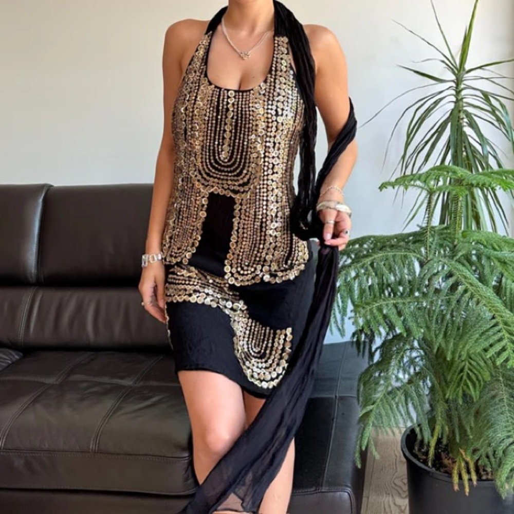 Guess By Marciano Black and Gold Dress